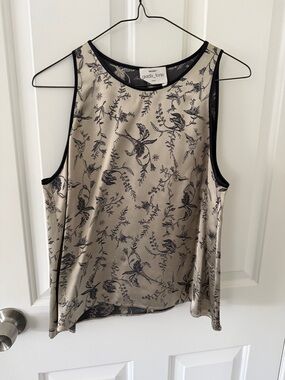 Italian Giada Forte Resort Beige Floral Sleeveless Top